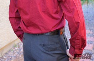 If the jacket is removed, the holster can be tucked and the magazine pouches removed. The Deep Concealment holster provides unparalleled concealment, and the pocket magazine pouch still keeps an extra mag handy.